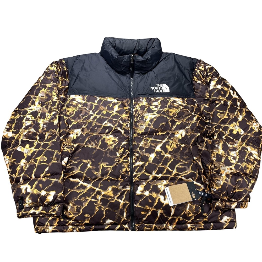 The North Face 1996 Retro Nuptse Jacket Mens 2XL Brown 700 Down Puffer Print NWT